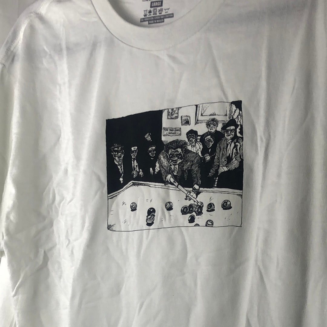 Baker Pool Hall White Black Size L S/s Shirt