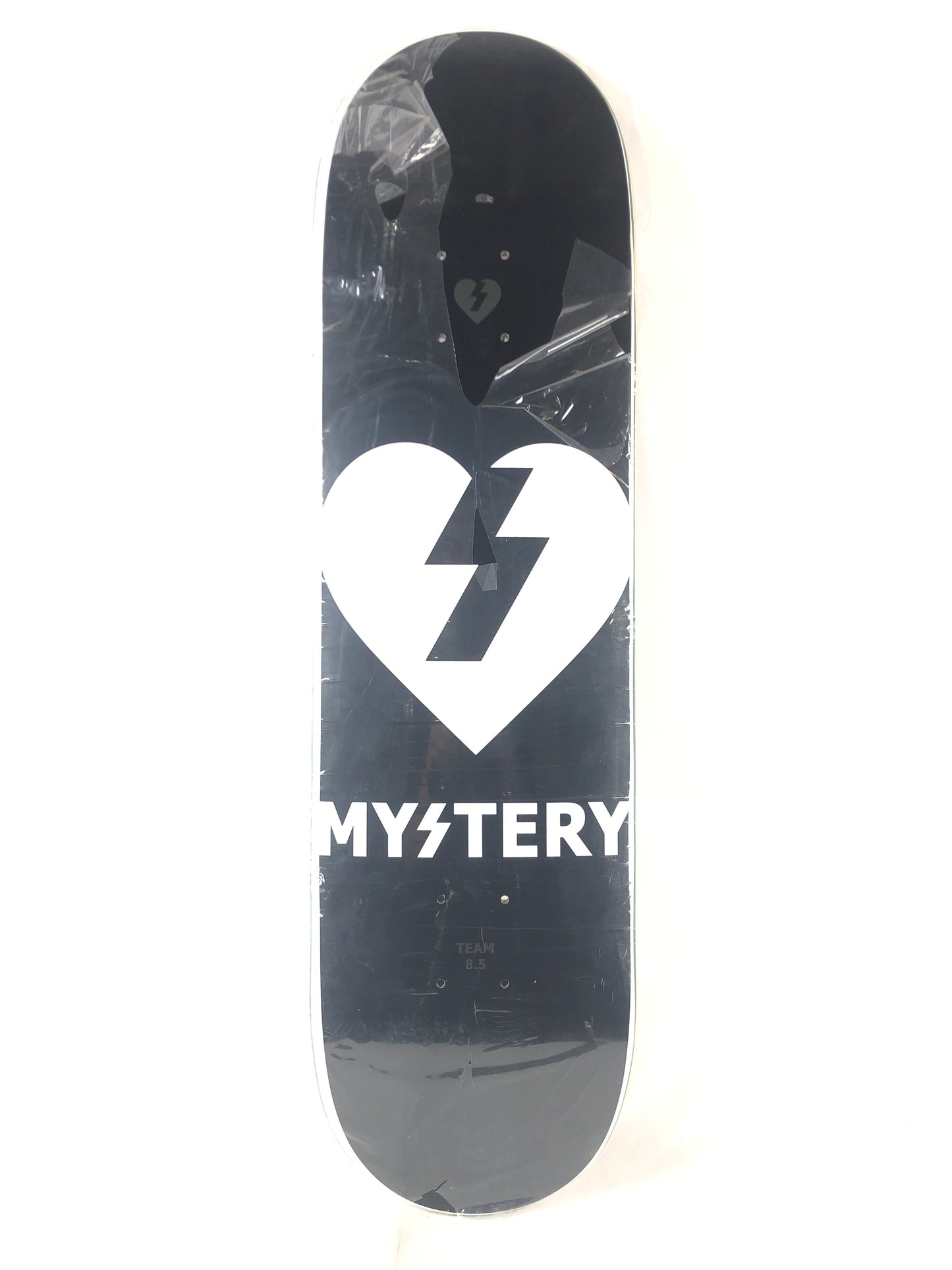 Mystery Heart Logo Team White Black Size 8.5 Skateboard Deck
