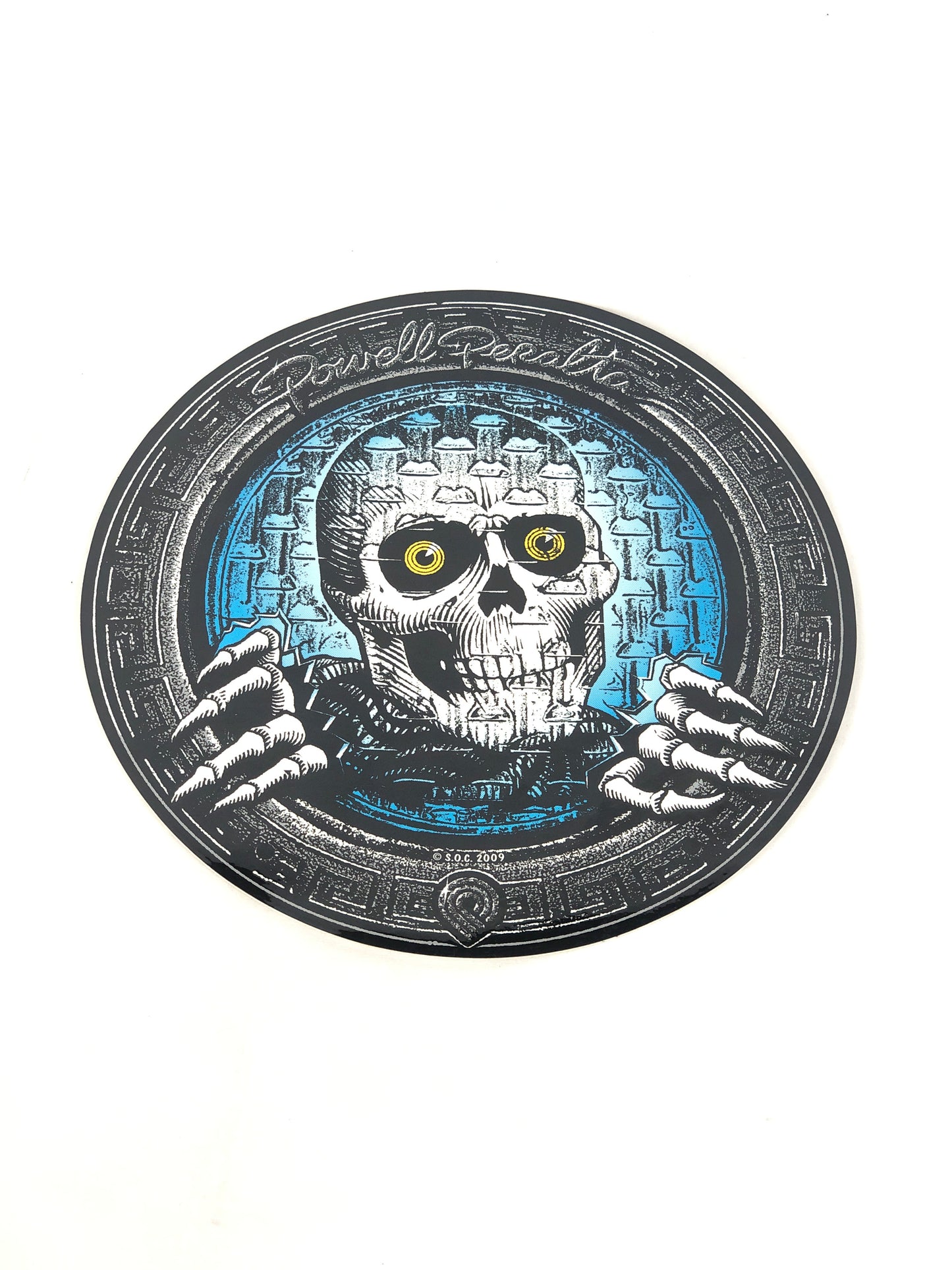 Powell Peralta Pool Light Ripper Black Blue 10" x "10" Circle Vintage 2009 Sticker