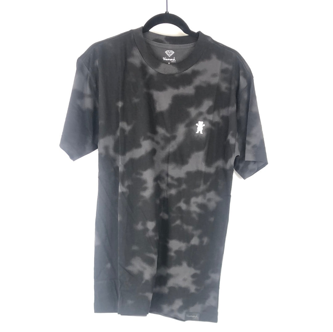 Diamond x Grizzly Small Chest Logo Black Tie Dye Size M S/s Shirt