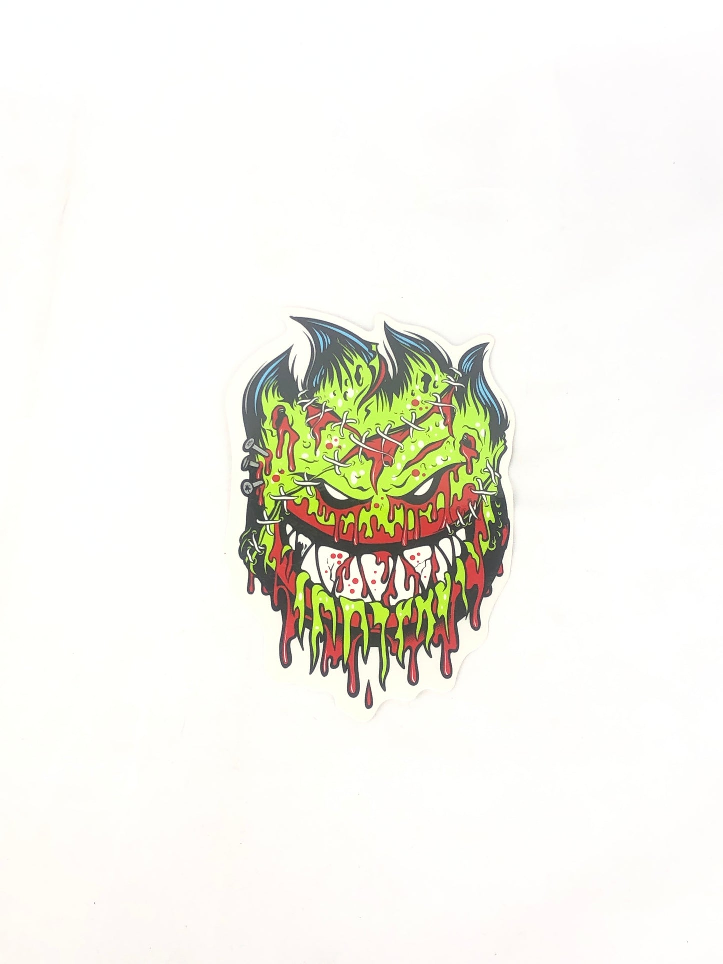 Spitfire Wheels Flame Head Stitches Zombie Clear Green Red Blue 7" x 4.5" Sticker
