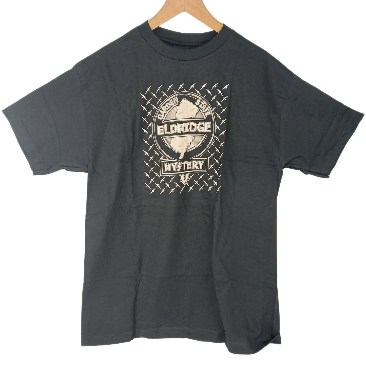 Mystery Pete Eldridge Garden State Black Tan Mens Size Large S/s Vintage Shirt