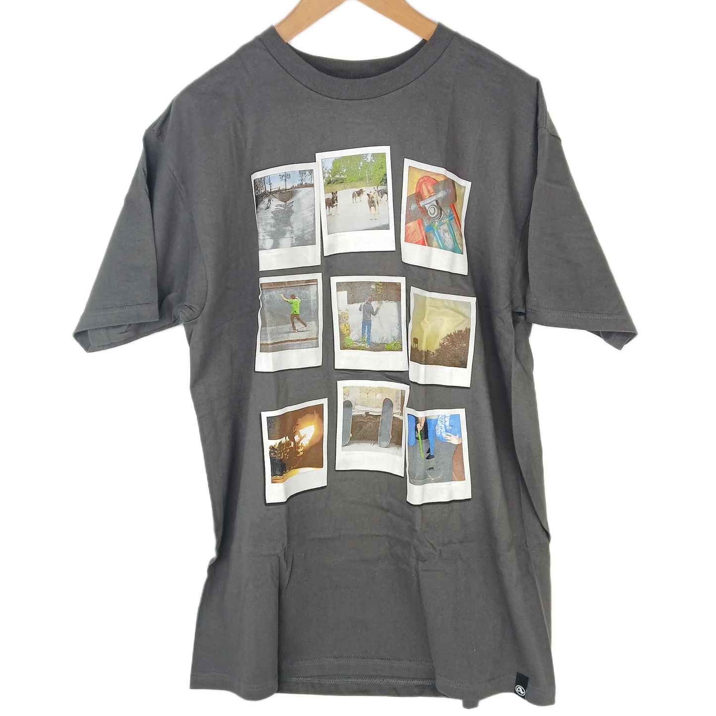 Adio 24 Seven Photo Collage Charcoal Multi Mens Size Large S/s Vintage Shirt