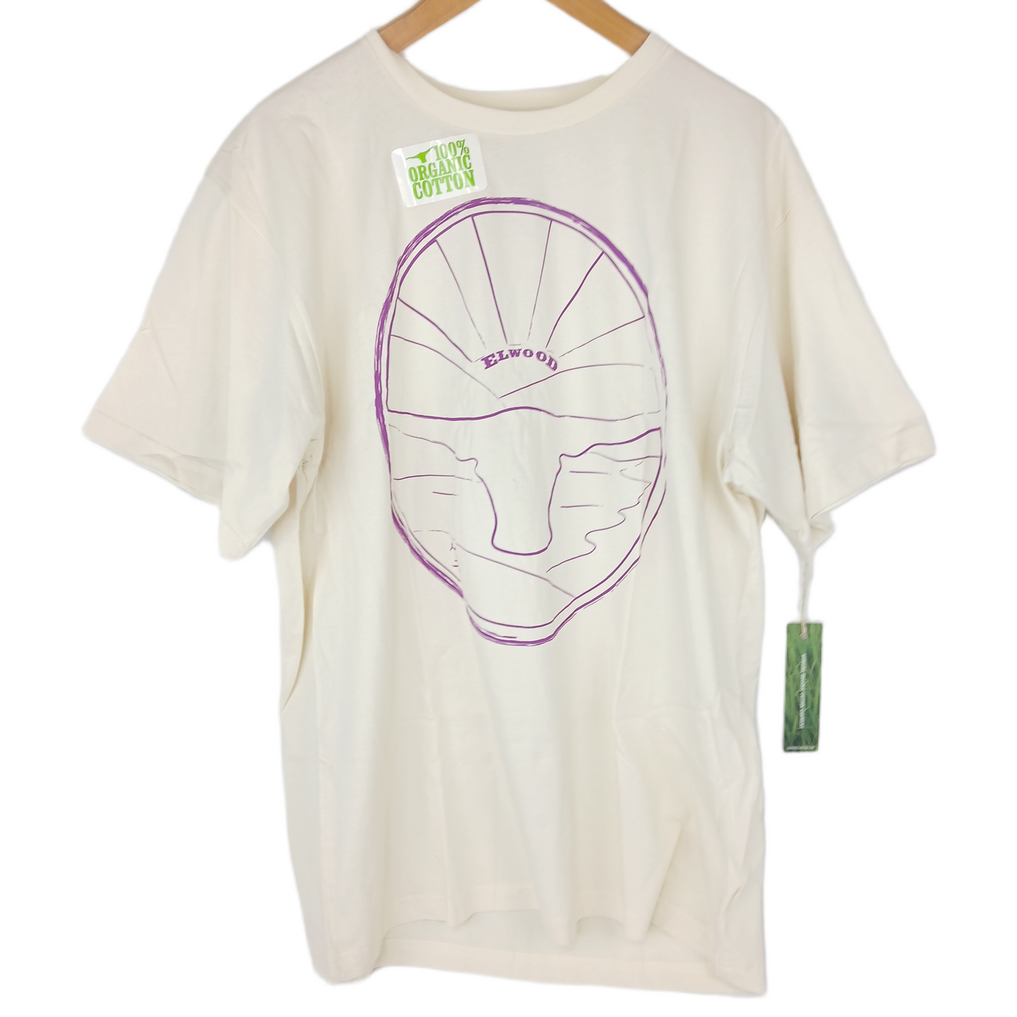 Elwood Circle Logo Oat Purle Mens Size XL 100% Cotton Vintage Shirt