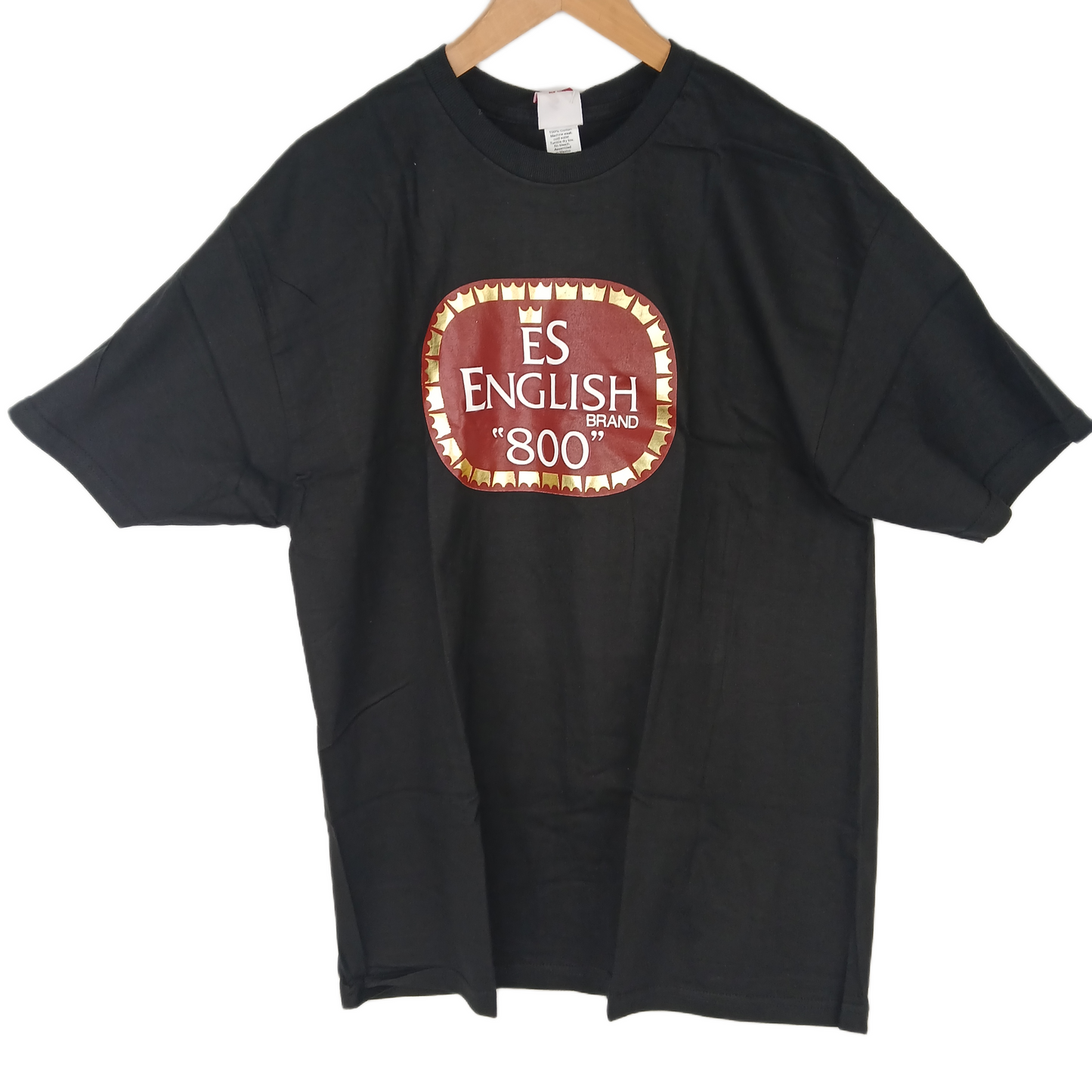eS Old English "800" Black Gold Red Mens Size Large S/s Vintage Shirt