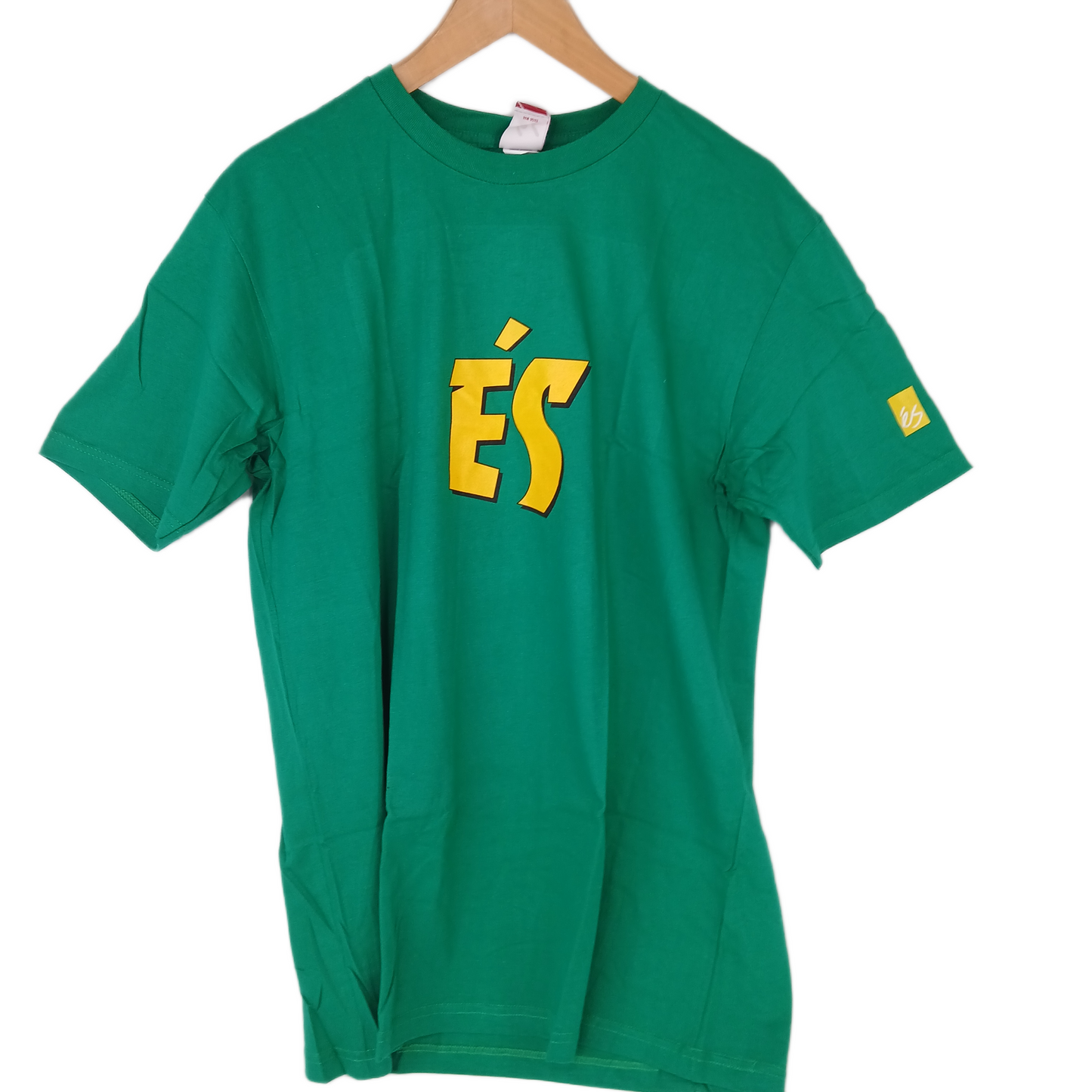eS O.G. Thresher Logo Kelly Green Yellow Black Mens Size Large S/s Vintage Shirt