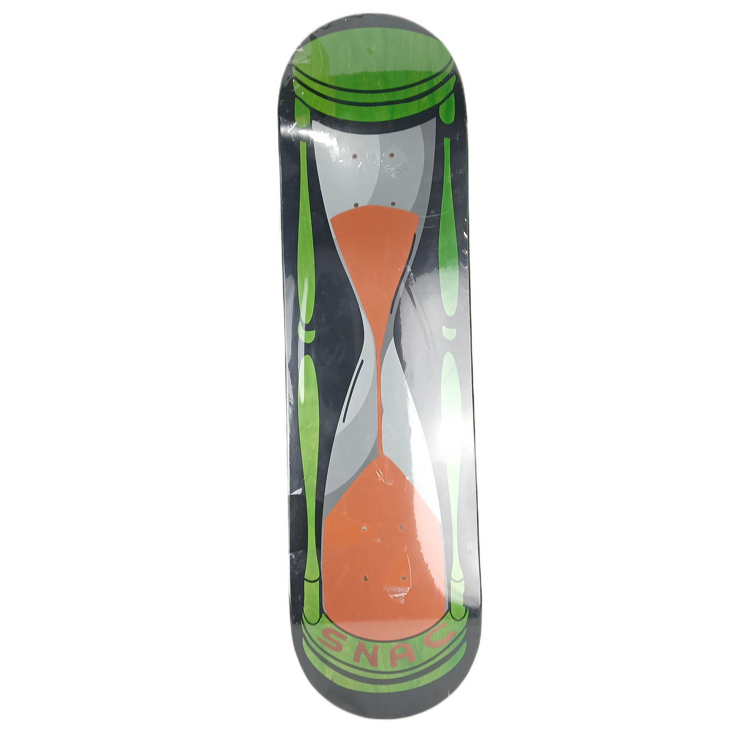 Snac Hourglass Green Woodgran Black Grey Size 8.38" Vintage NOS Deck