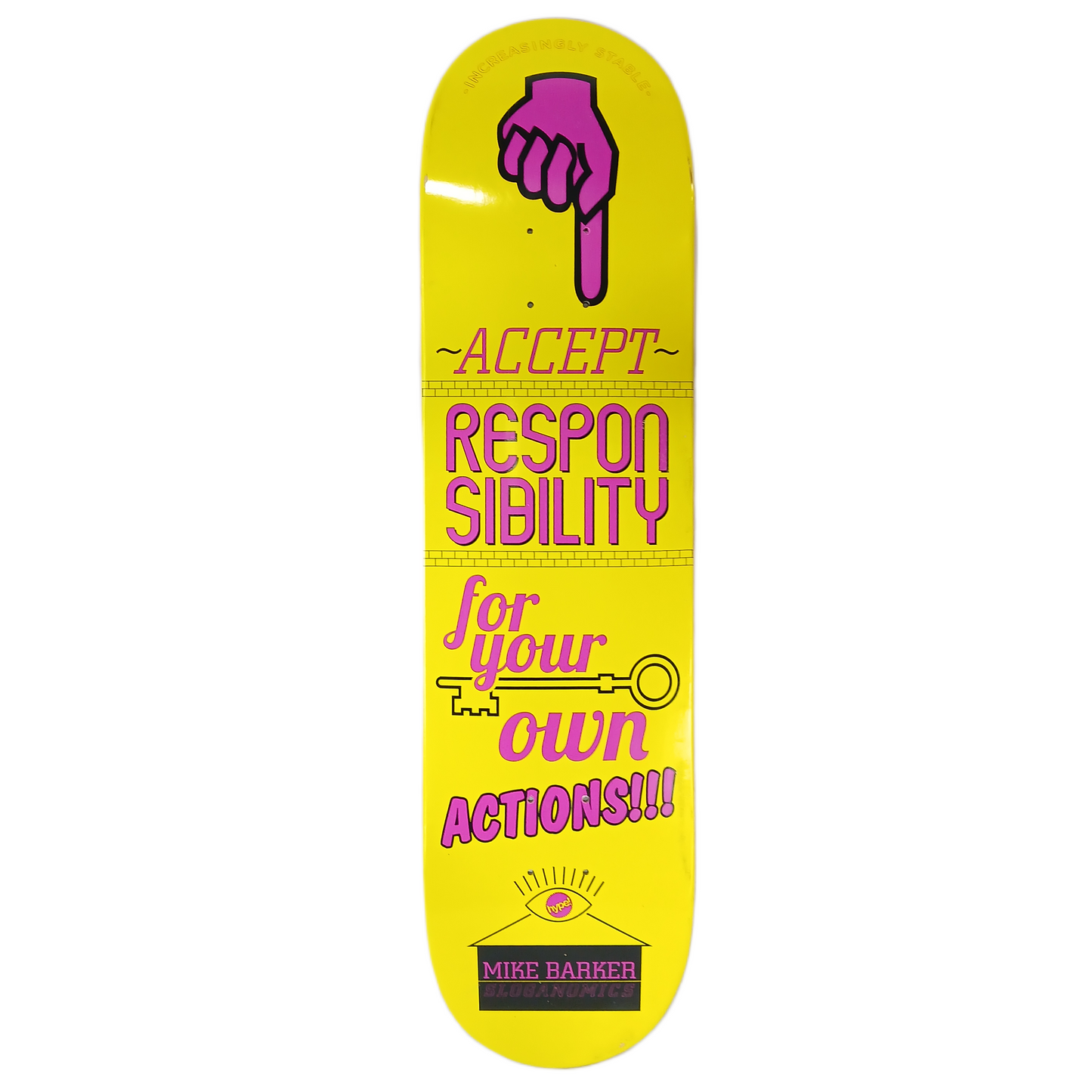 Hype Mike Barker Responsibility Yellow Black Purple Size 8.125" Vintage NOS Deck