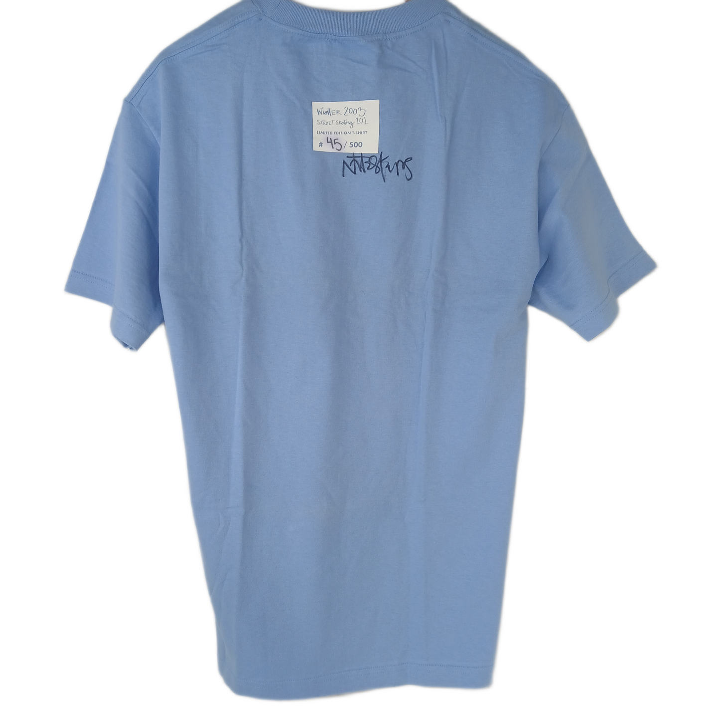 On Video Natas Kaupus Autographed Handwriting Shirt Baby Blue White Size L Vintage Limited Edition T-Shirt