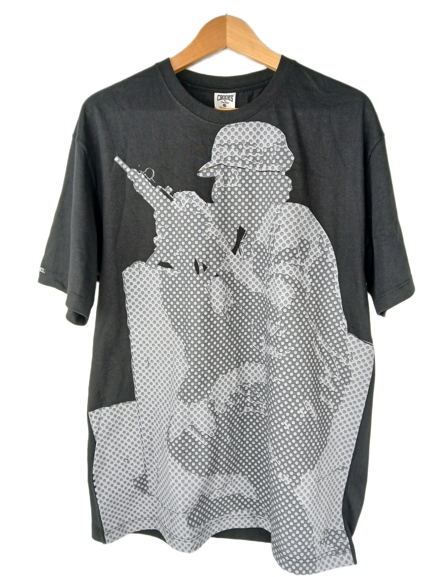 Crooks & Castles Eazy-E Ak47 Print Black Grey Dots Size L S/s Vintage Shirt