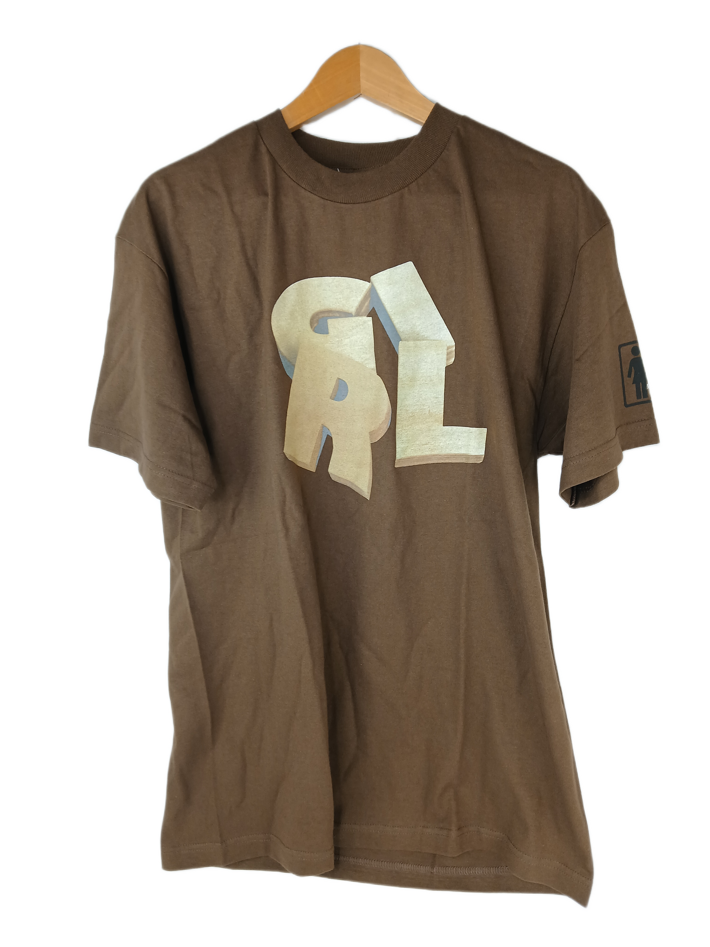 Girl OG Blocks Logo Brown Tan Size L S/s Vintage Shirt