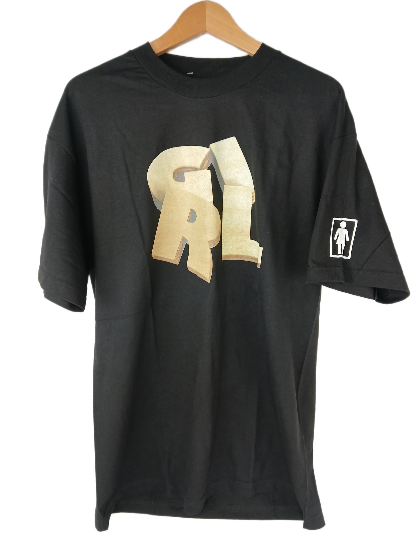 Girl OG Blocks Logo Black Brown Size L S/s Vintage Shirt