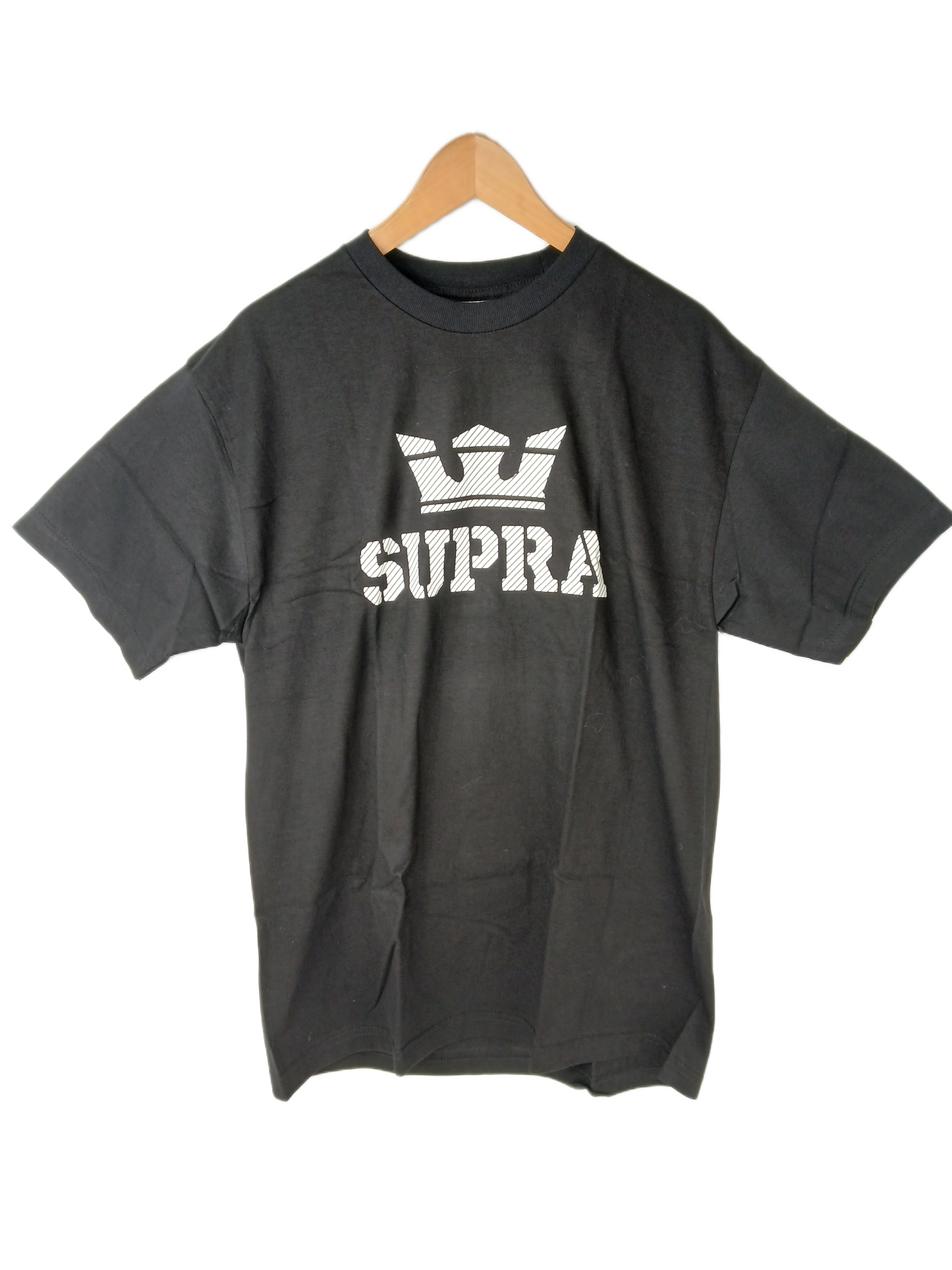 Supra Crown Logo Lines Black White Size L S/s Vintage Shirt