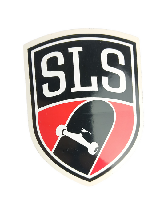 Street League Skateboarding SLS Shield Clear Black Red White 2.75" x 3.75" Vintage NOS Sticker