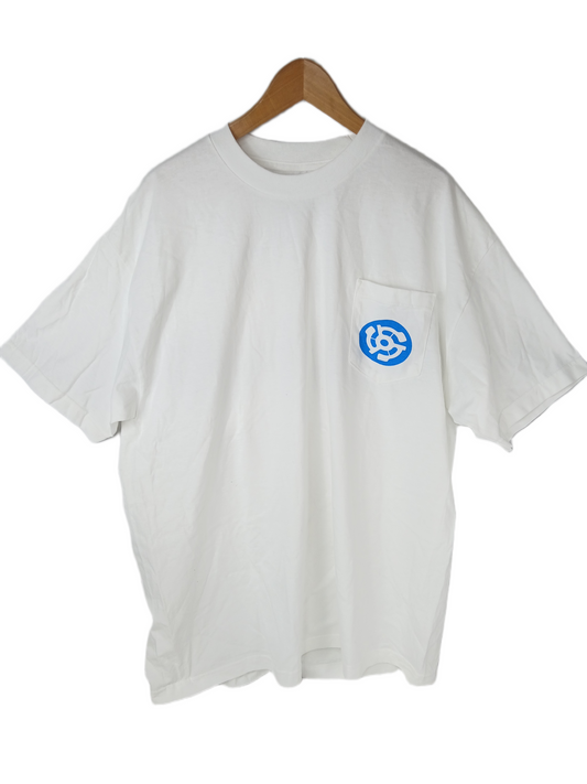 Stereo Gear Logo Pocket White Blue Size XL S/s Vintage Shirt