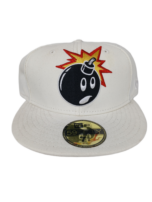 The Hundreds X New Era Hundreds Bomb Logo White Black Orange Size 7 5/8 60.6cm Vintage 59FIFTY Fitted Hat