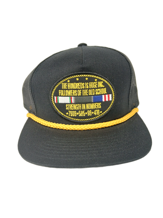 The Hundreds Strength In Numbers Flags Black Gold Multi Mesh One Size Fits All Snapback Trucker Hat