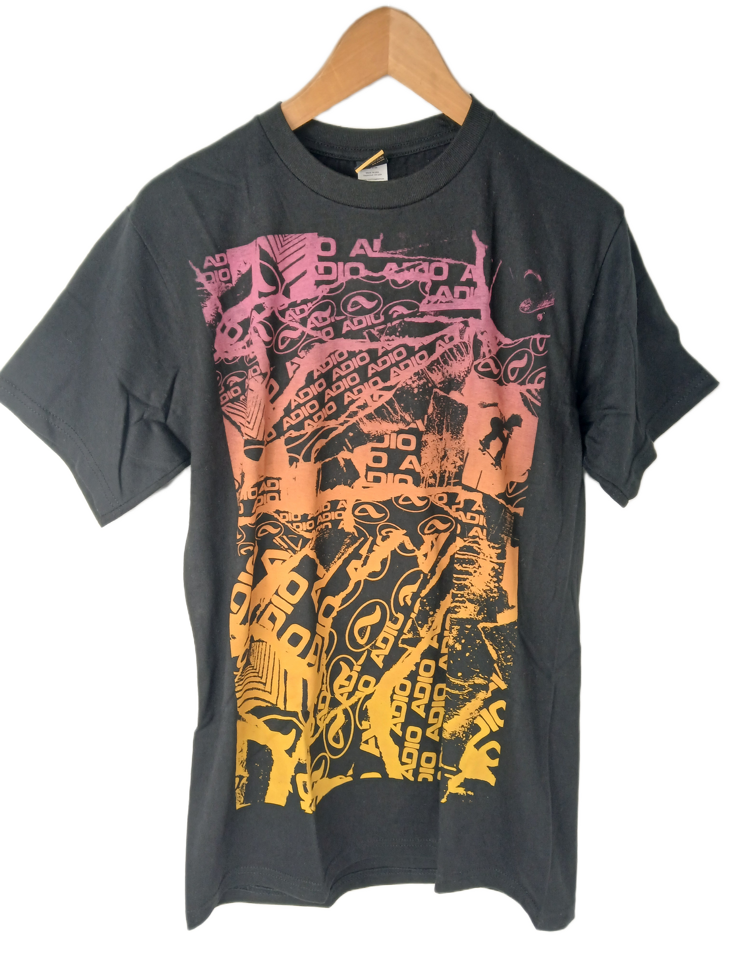 Adio Adio Logos Splattered Black Multi Size M S/s Vintage Shirt