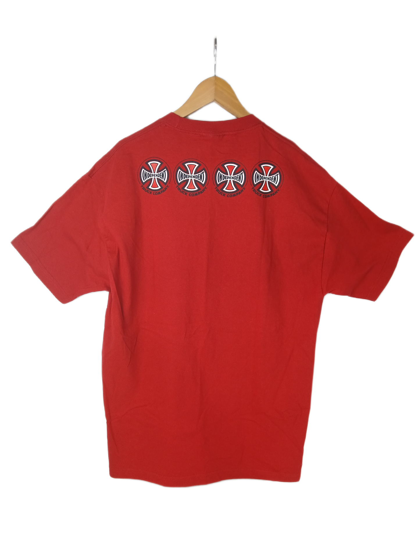 Independent Side Print Silver Cross Red White Black 4 Cross Back Print Size XL S/s Vintage Team Shirt