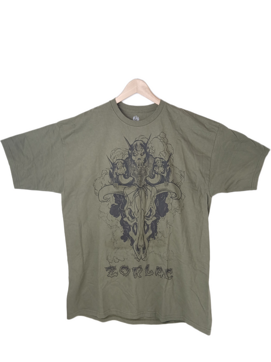 Zorlac John Gibson Pushead Demons Olive Green Black Size XL Vintage S/s Original Zorlac Shirt