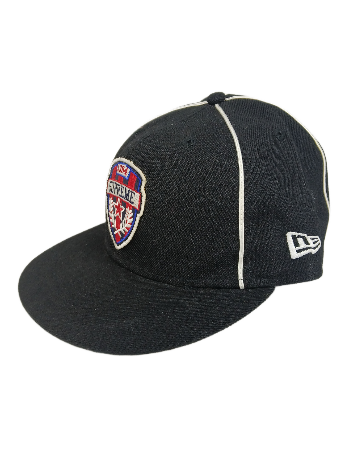 Supreme X New Era 1994 Coat Of Arms Shield Black Red Multi Size 7 1/4 57.7cm Vintage 59FIFTY Fitted Hat