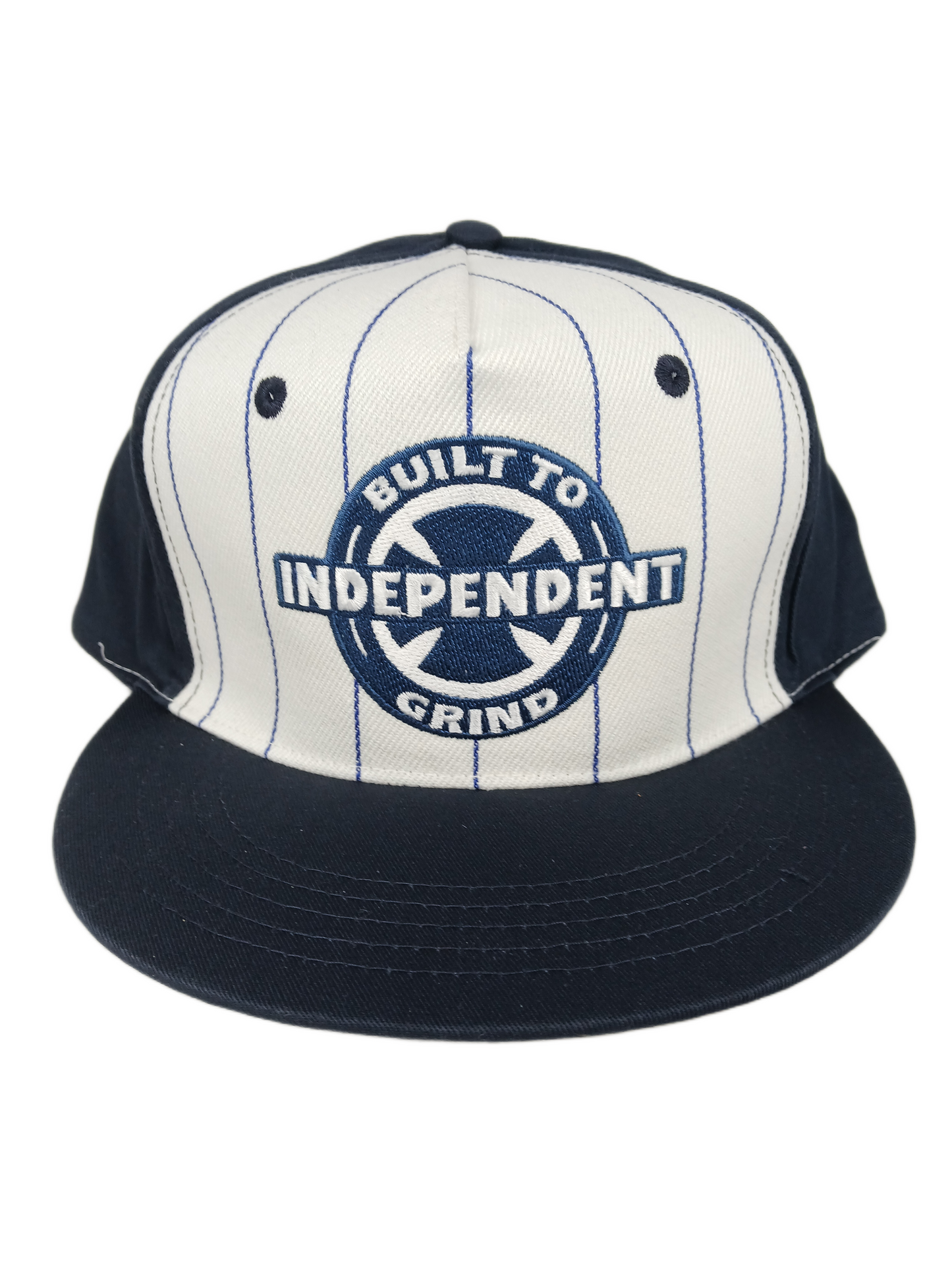 Independent Built To Grind Cross Navy White Blue Pinstripes One Size Fits All Vintage Snapback Hat