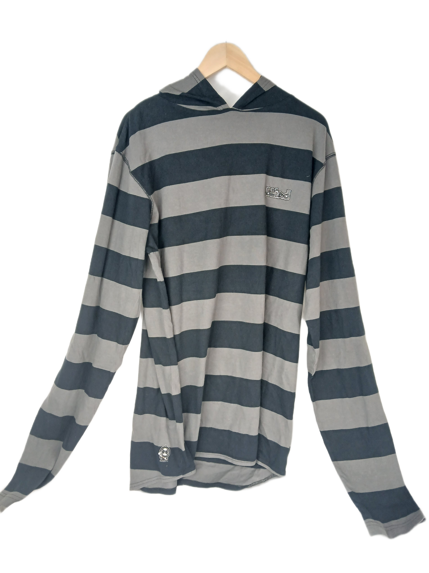 Blind Horizontal Stripes Grey Black Size XL Hooded Sweatshirt