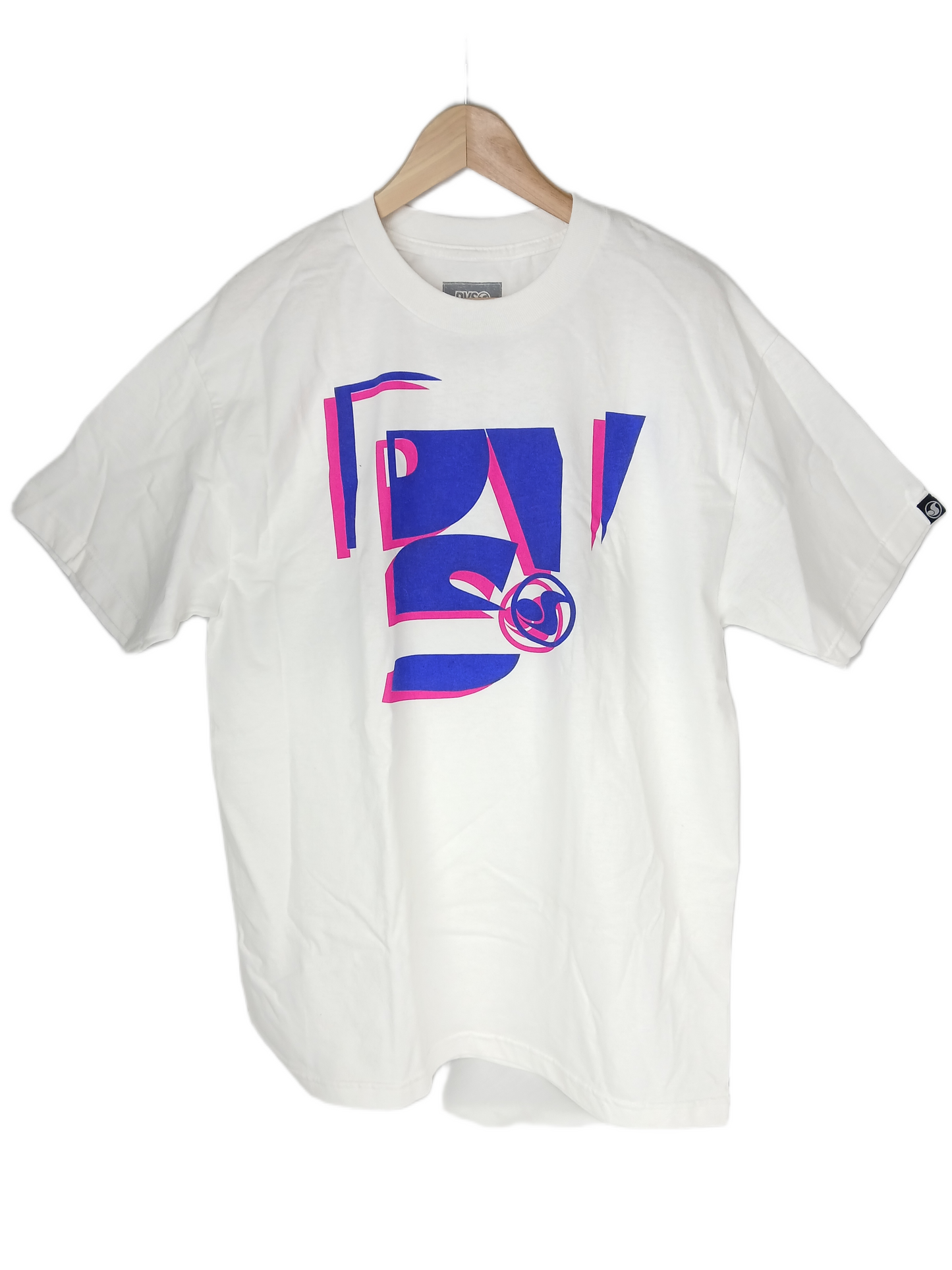 DVS Sliced Chest Logo White Pink Purple Size L S/s Shirt