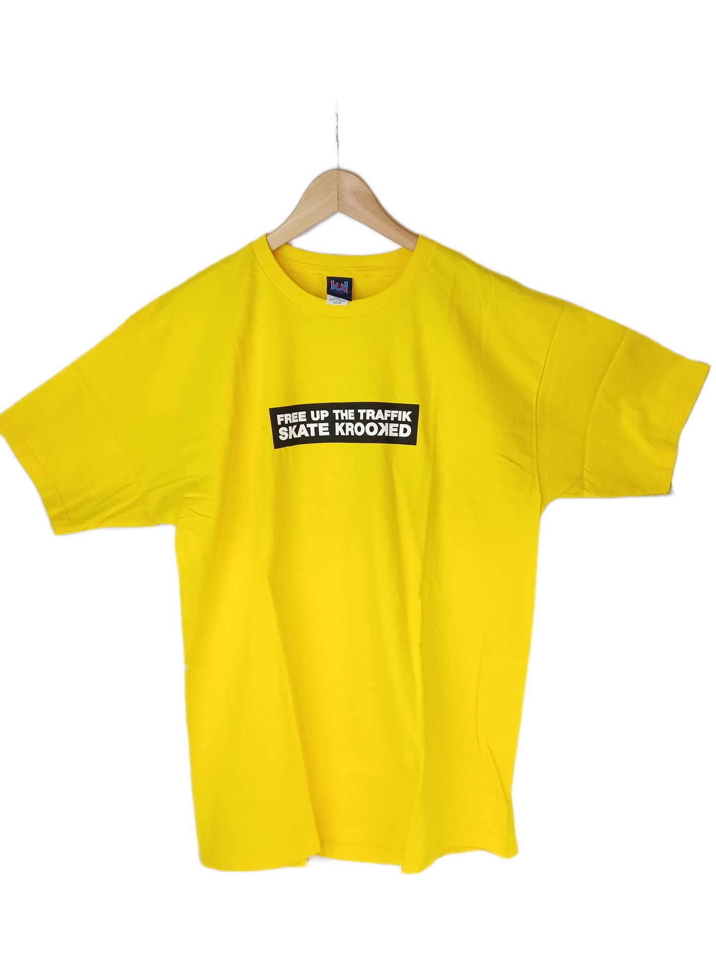 Krooked Free Up The Traffik Skate Krooked Mark Gonzales Yellow Black White Size L S/s Vintage Shirt