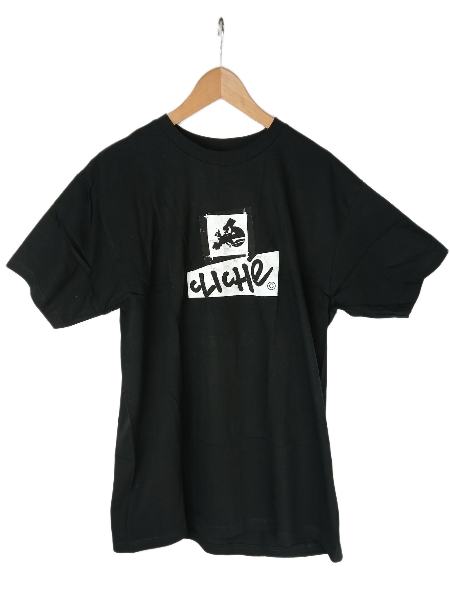 Cliché Combo Logo Black White Size L S/s Vintage Shirt