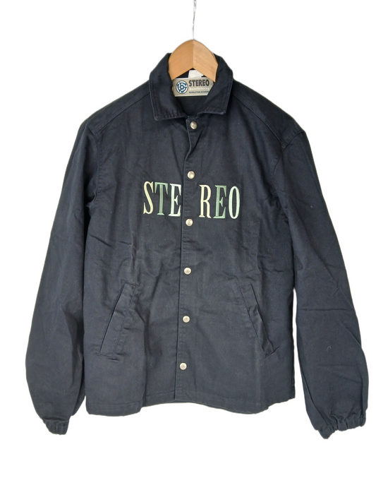 Stereo STEREO Print Navy Turquoise Teal Green Size M L/s Vintage Button Up Shirt