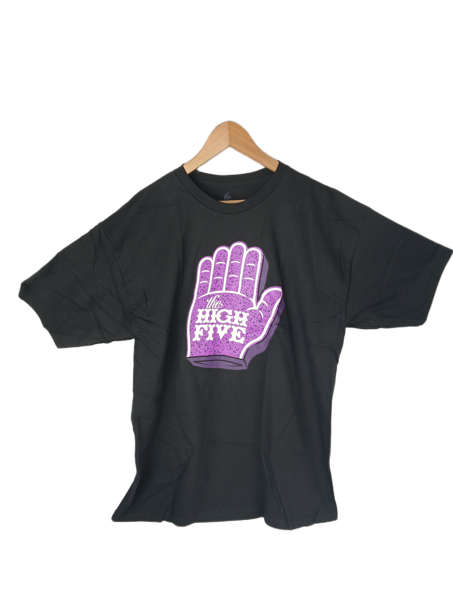 The High Five Foam Hand Black Purple White Size XL S/s Vintage Shirt