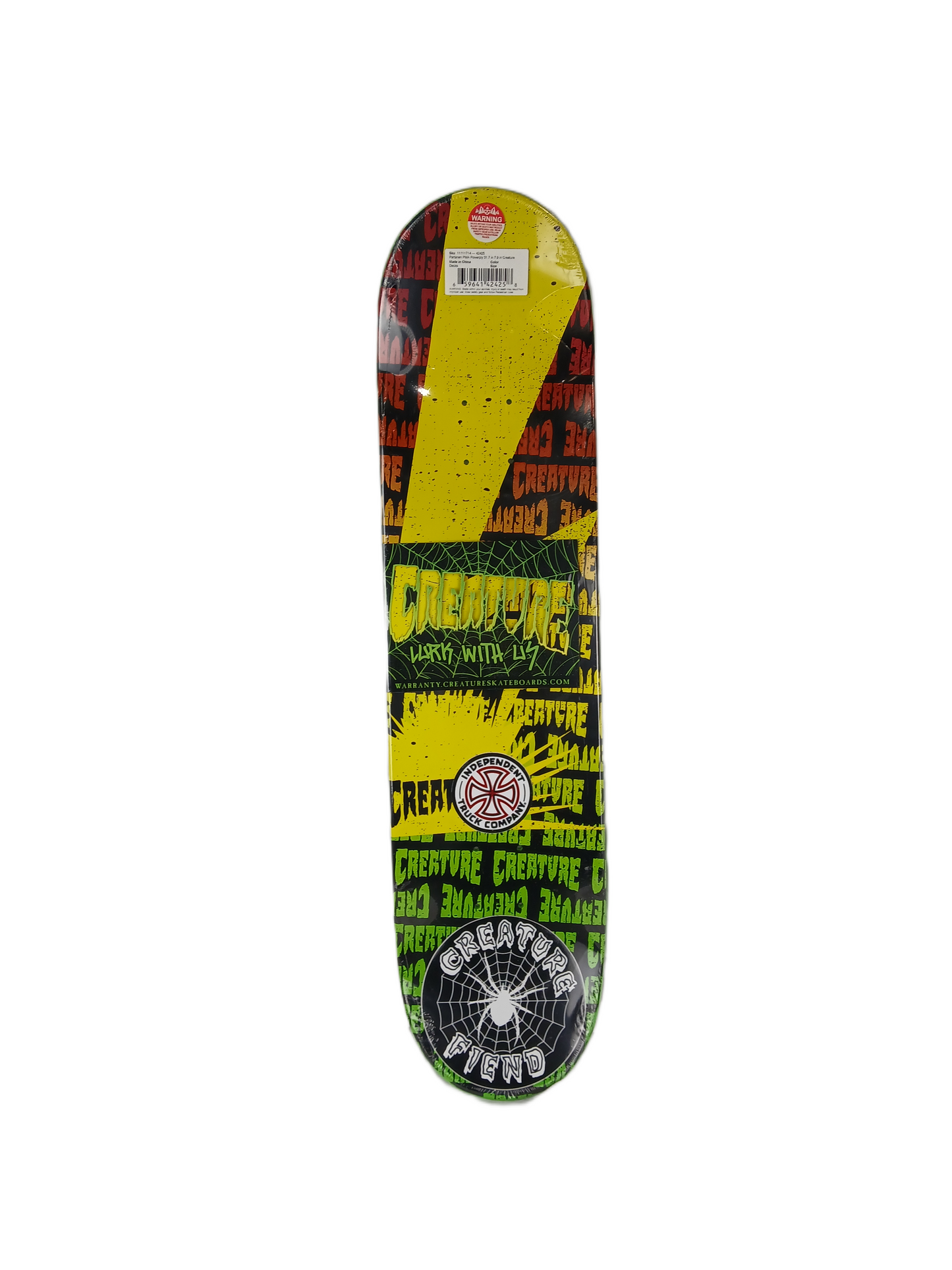 Creature Al Partanen PMA Bad Brains Black Green Yellow Red Size 7.9" Vintage NOS Deck