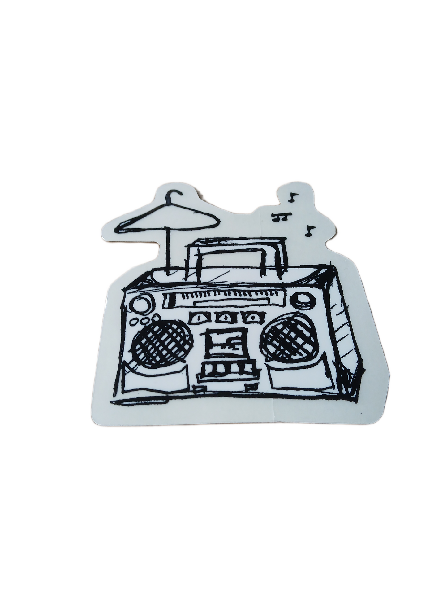 Shorty's Skateboards Chad Muska Muska Beatz Boombox 2003 Clear Black White 2.75" x 3" Vintage NOS Sticker
