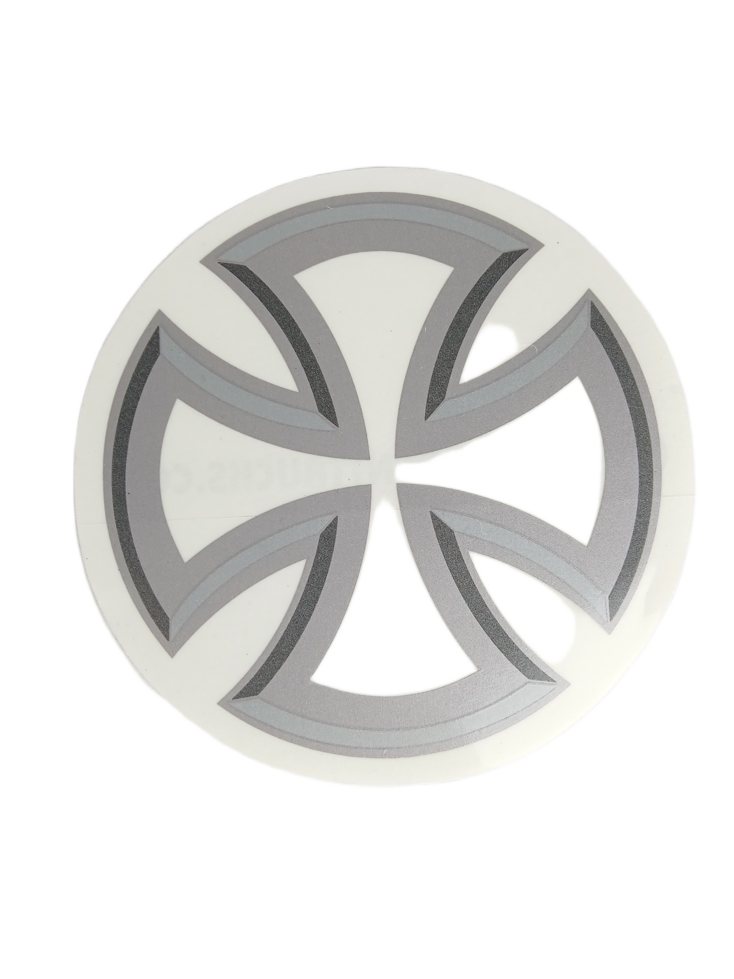 Independent 3D Cross Silver Clear 5" X 5" Vintage NOS Circle Sticker