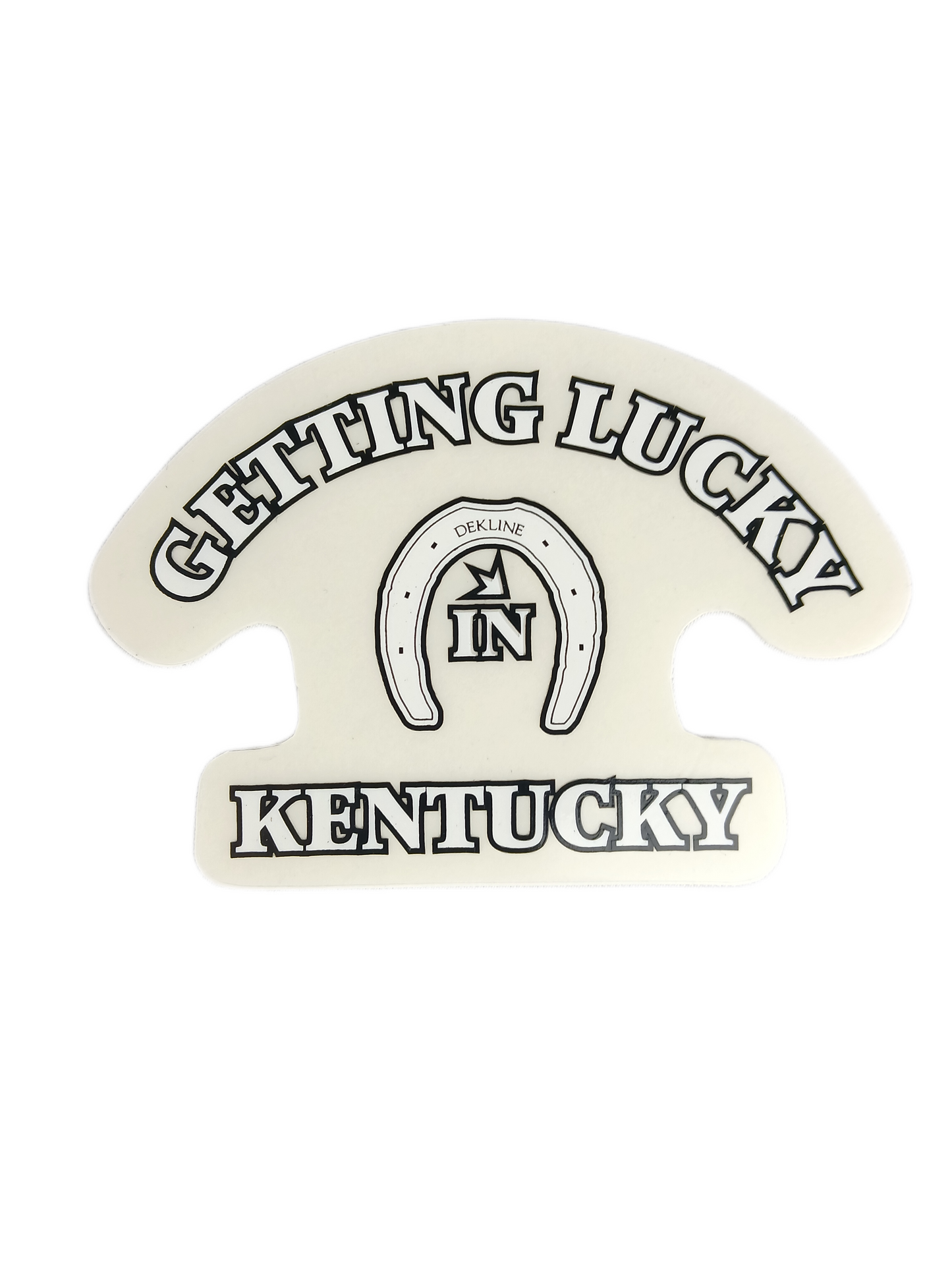 Dekline Getting Lucky In Kentucky Clear Black White 2.25" X 3.375" Vintage NOS Sticker