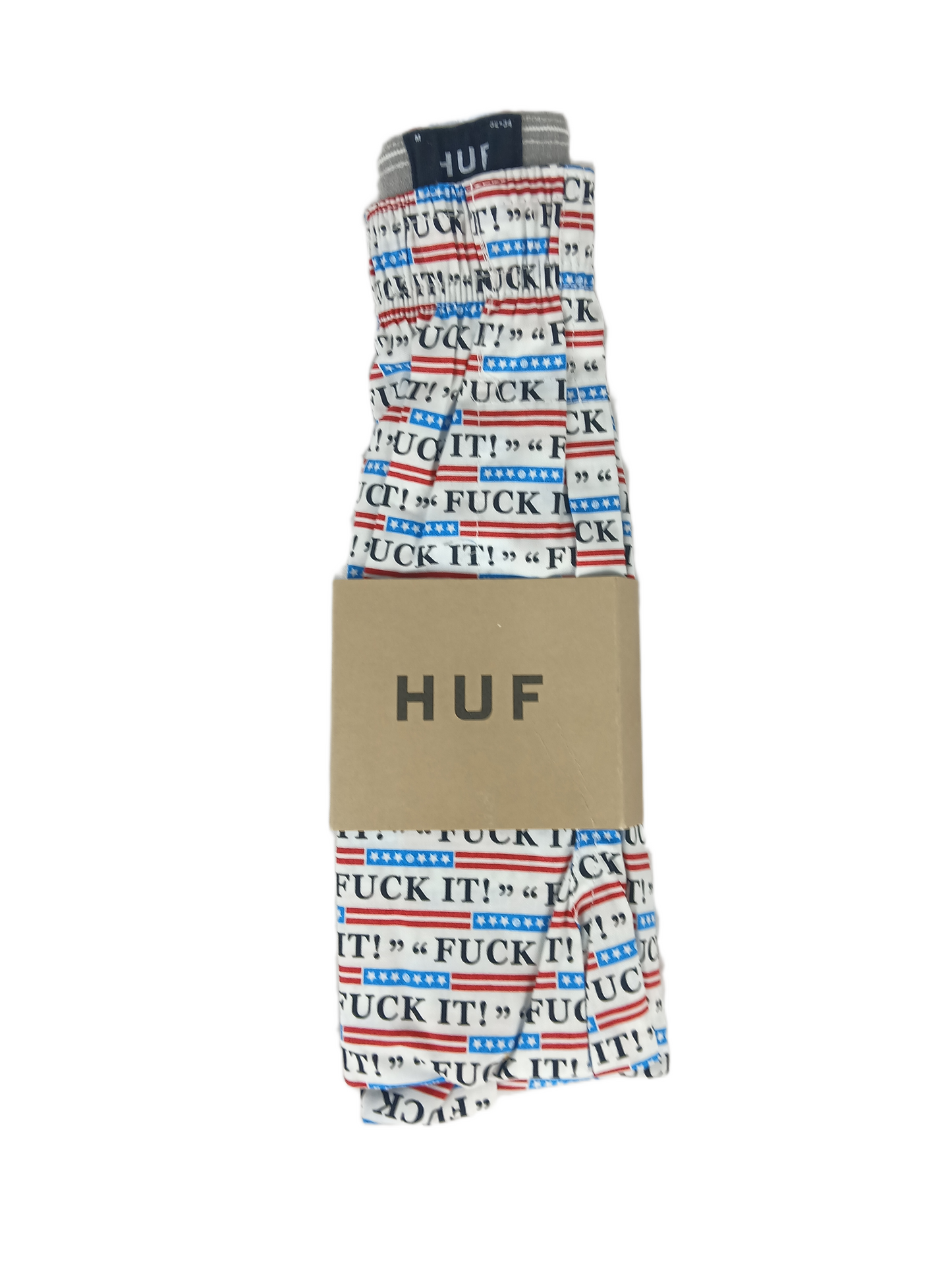 HUF Fuck It Boxer Red White Blue Flag Graphic Mens Size M Boxers