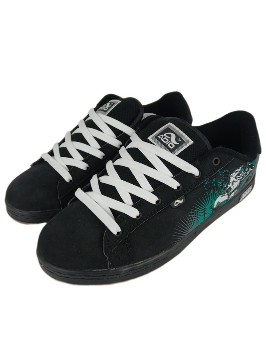 Adio Eugene SL Black Green Gum Wolf Skull Print US Mens Size 9.5 Vintage Sample Shoes