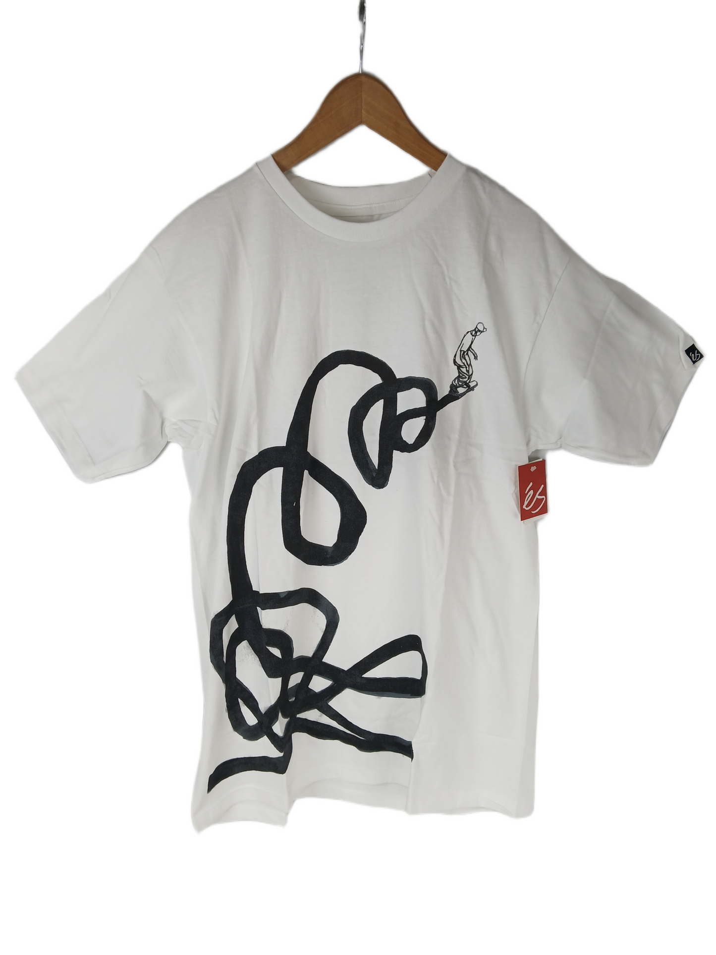eS Way Pushing White Black Mens Size L S/s Vintage Shirt