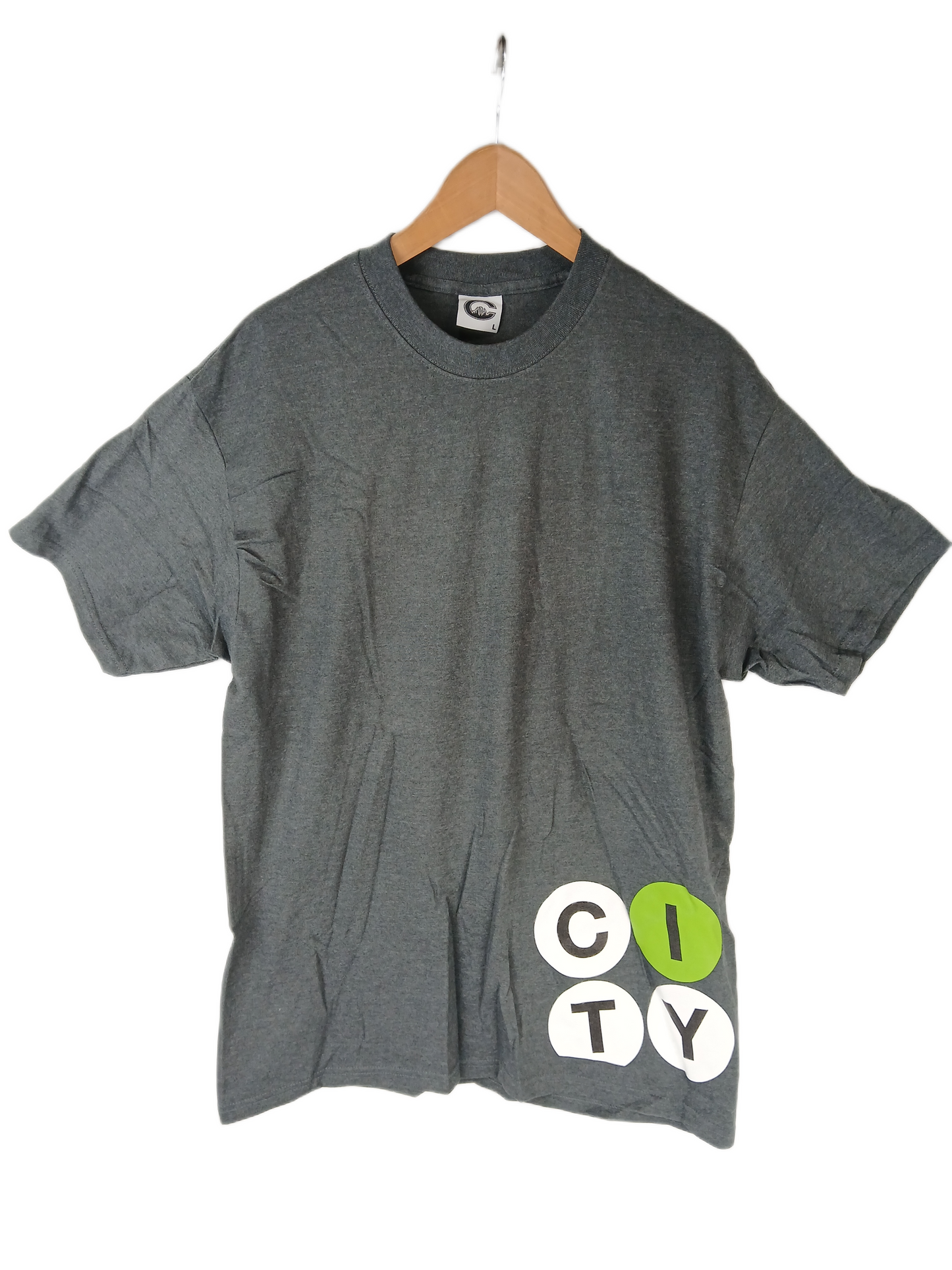 City Skateboards City Sideprint Dots Grey White Green Black Mens Size L S/s Vintage Shirt