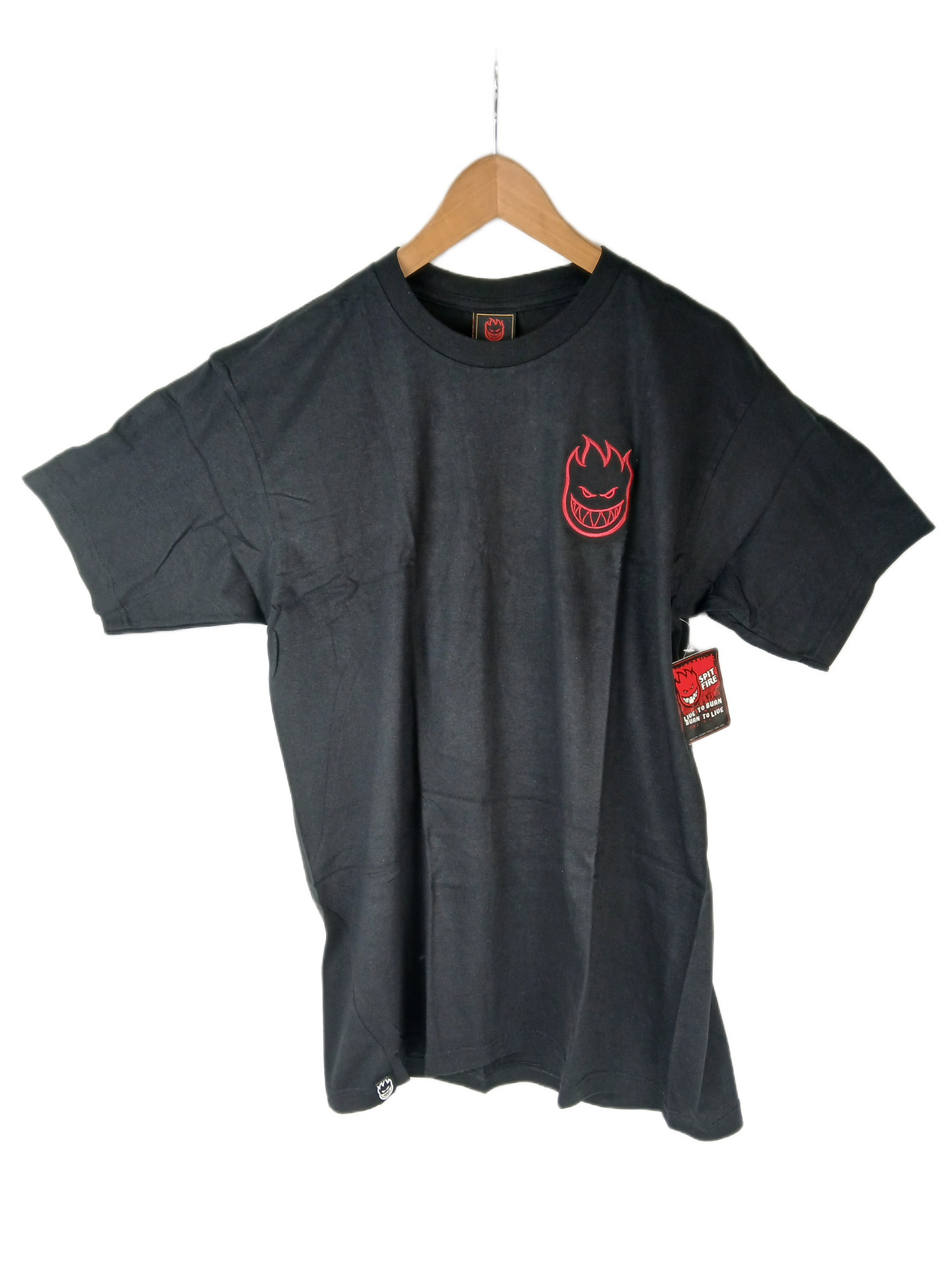 Spitfire Standard Issue Black Red Embroidered Logo Mens Size L S/s Vintage Shirt