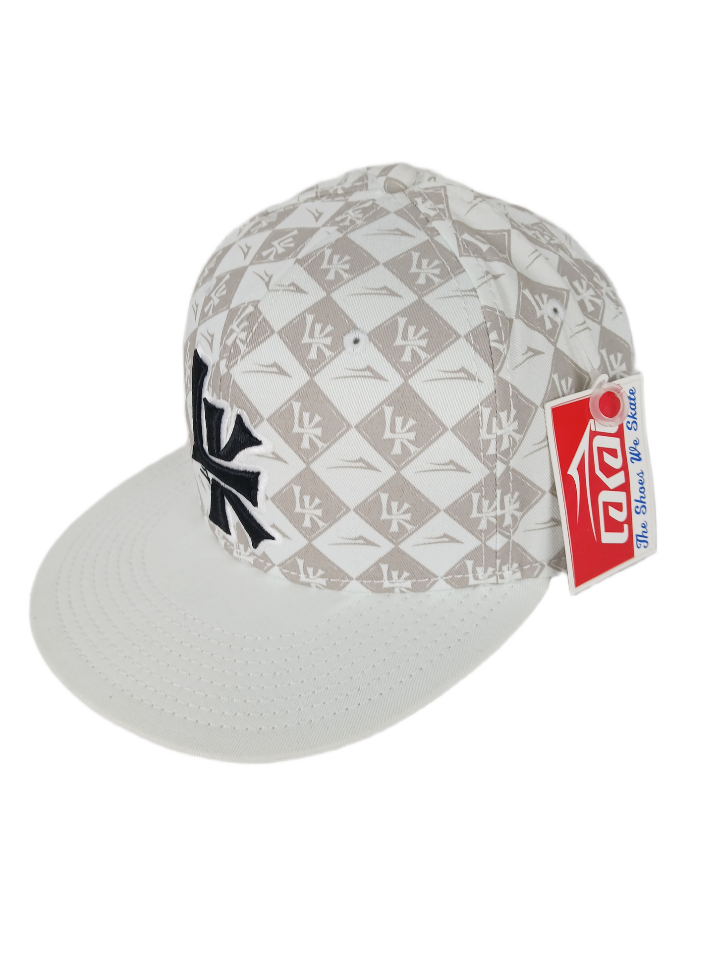 Lakai LK Louie Vitton Graphic White Cream Black Silver Size 7 3/8 58.7cm Vintage Lakai Fitted Hat
