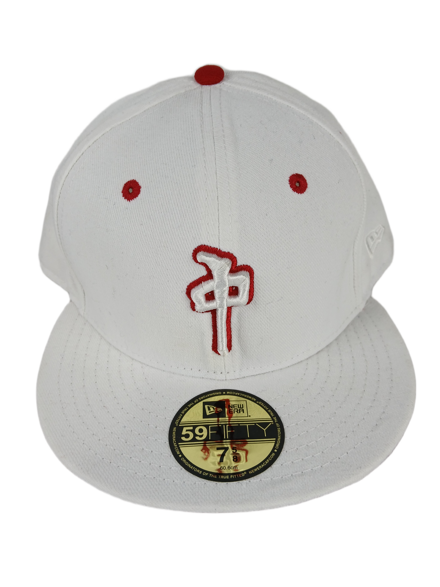 RDS Red Dragon Skateboards X New Era 59Fifty White Red Size 7 5/8 60.6cm Vintage Fitted Hat