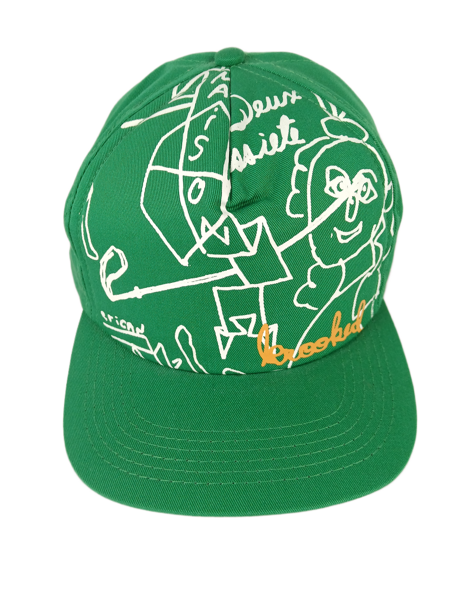 Krooked Mark Gonzales Art Kelly Green White Gold One Size Fits All Vintage Snapback Hat