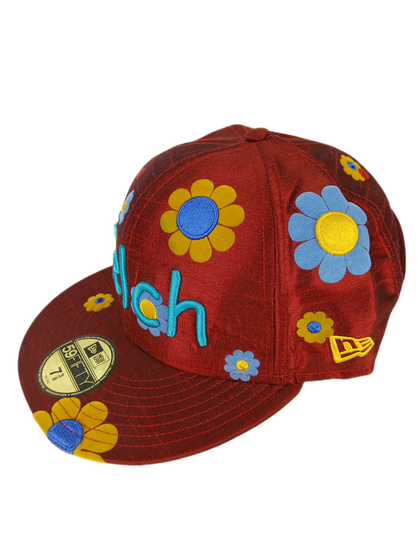 Fourstar X New Era 59Fifty James Kelch Flowers Embroidered & Raised All Over Print Red Multi Size 7 3/8 58.7cm Vintage Fitted Hat