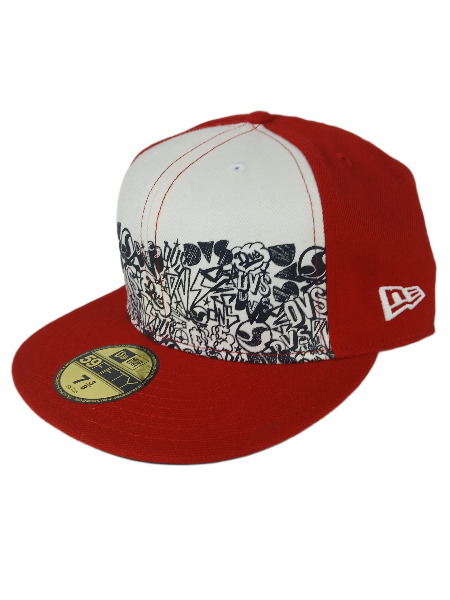 DVS X New Era 59Fifty Sketchbook Logos Black Red White Size 7 3/8 58.7cm Vintage Fitted Hat