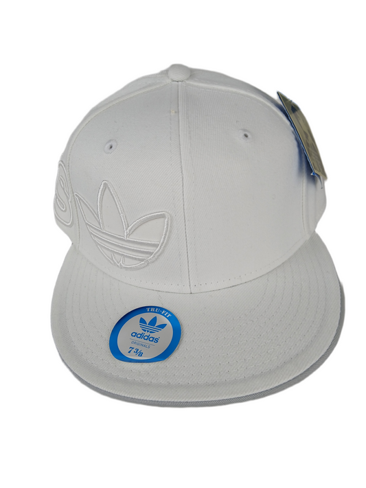 Adidas Thick Leaf Logo Large ADIDAS Side Print White Silver Size 7 3/8 Vintage Adidas Originals Hat