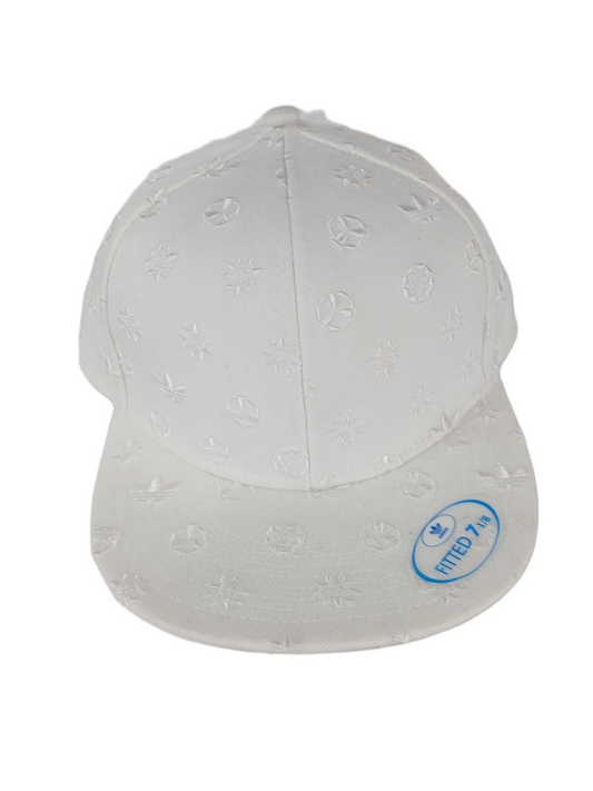 Adidas White White Logos All Over Print Size 7 1/8 Vintage Adidas Fitted Hat