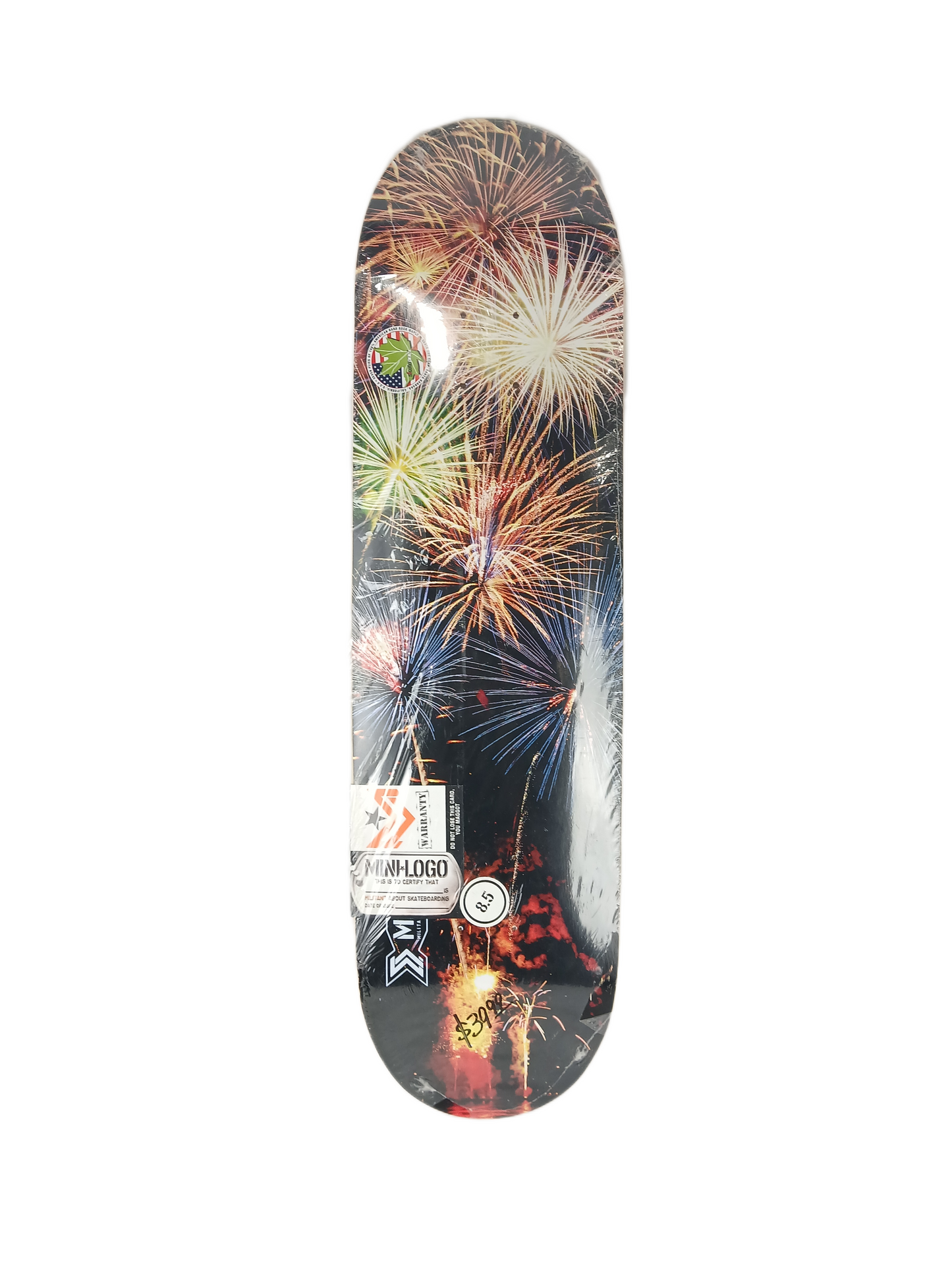 Powell Peralta Mini Logo Maple Small Bomb Fireworks Black Multi Size 8.5" Vintage NOS Deck