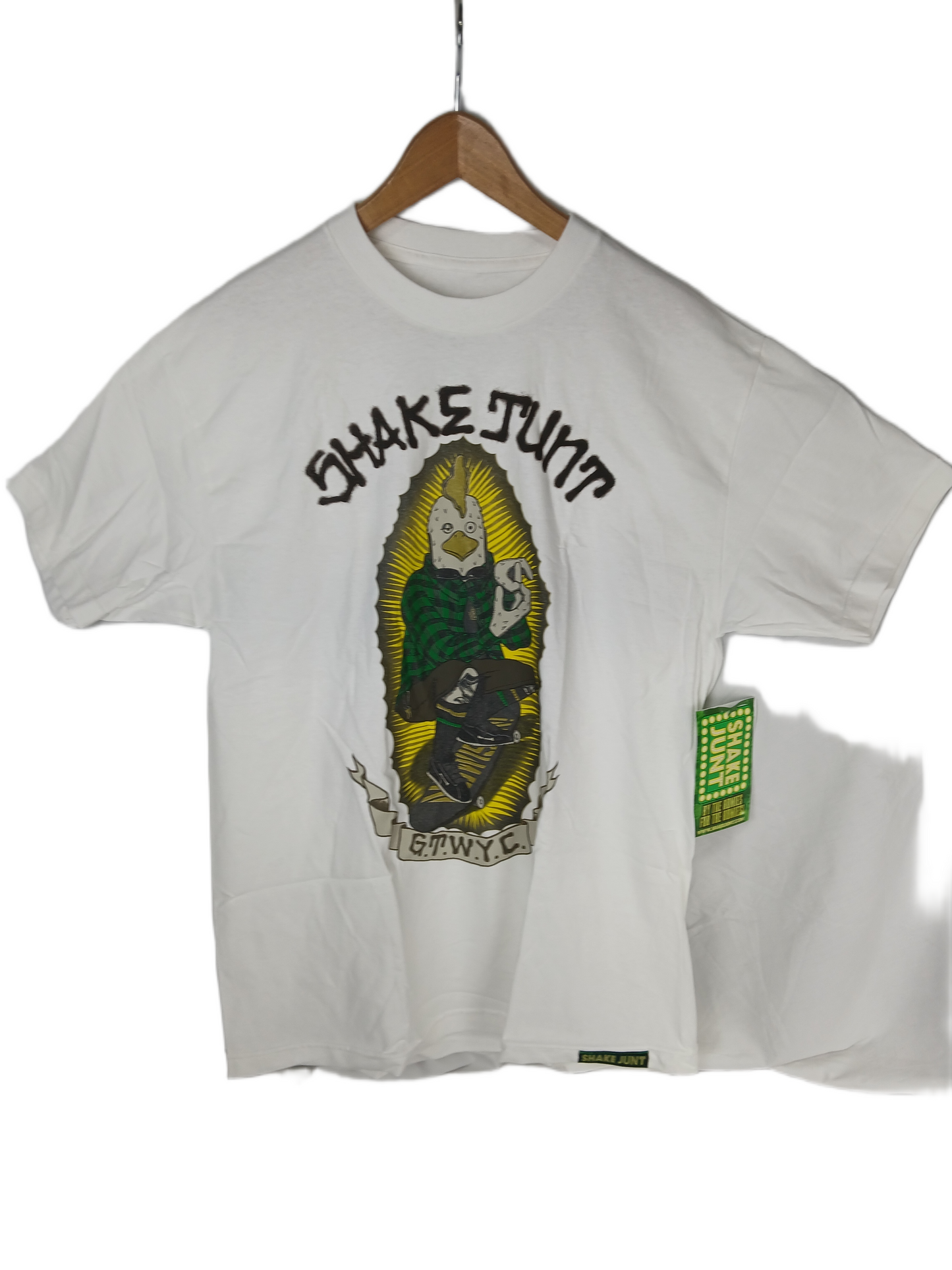 Shake Junt Jason Jessee Guadalupe Tribute Chicken G.T.W.Y.C. White Multi Mens Size L S/s Vintage Shirt